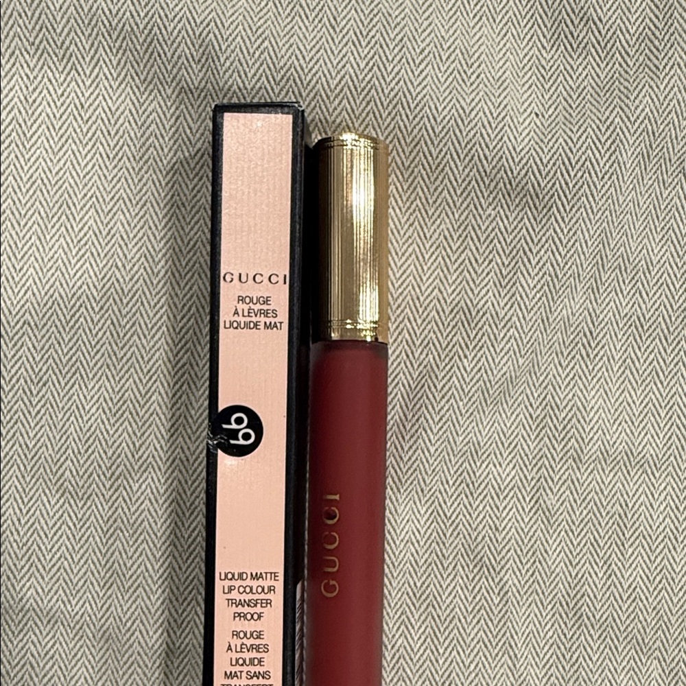 Gucci Liquid Matte Lipstick in Deep Red with Gold Cap